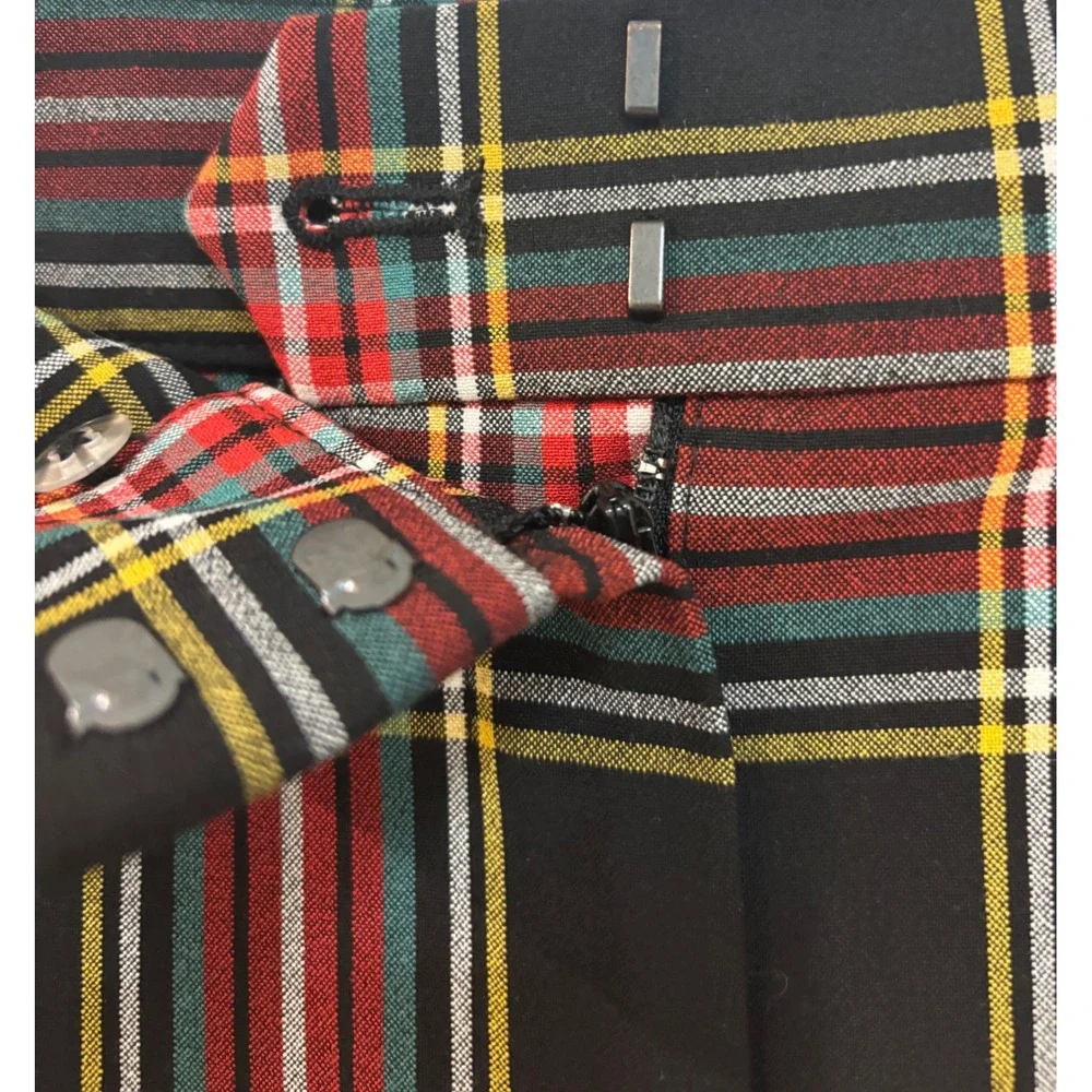 J. CREW Women's Size 4P Black Stewart‎ Tartan Stretch 